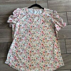 Source Unknown Floral Blouse - Pink and White